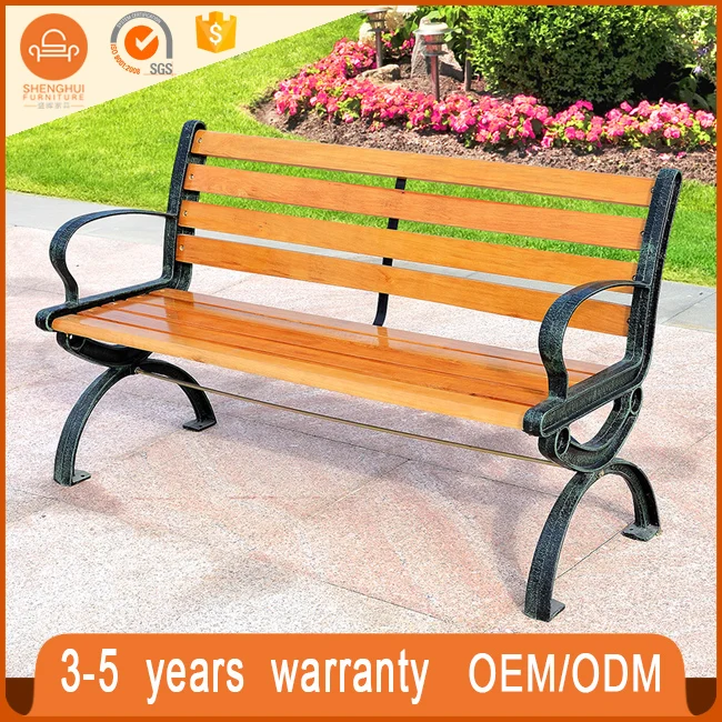 Weatherproof Iron Outdoor Furniture Plastic Wood Chair Patio Garden Bench Set