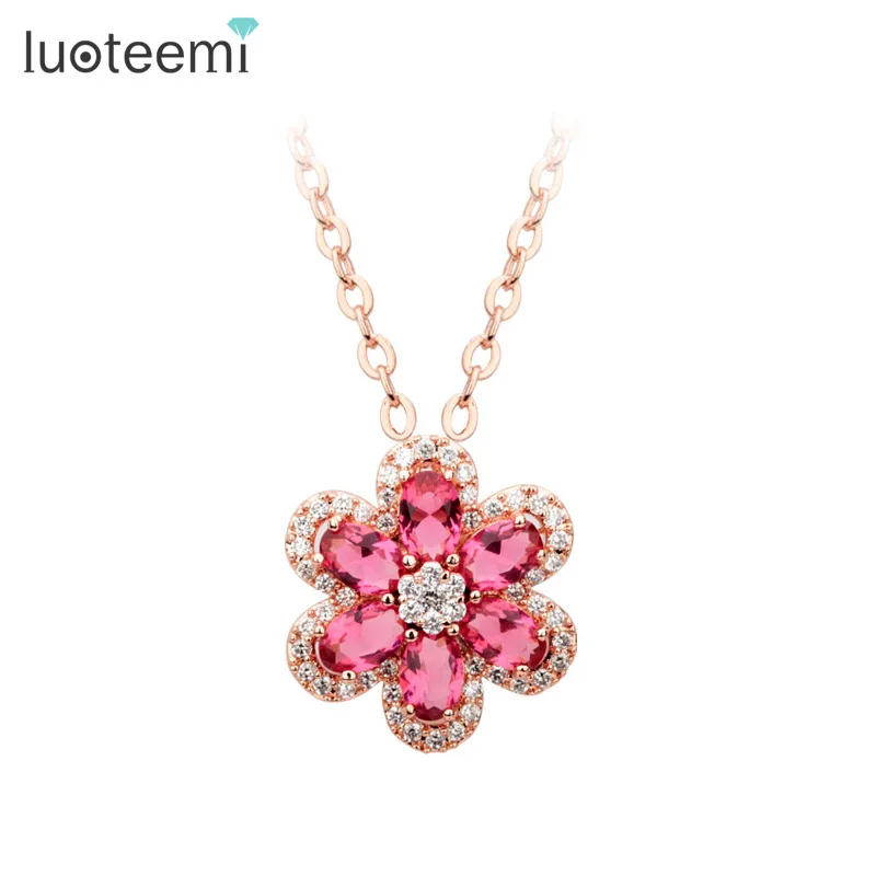 LUOTEEMI Wholesale Charm Luxury Ruby Color Cubic Zirconia Fahion Bridal Pendant Jewelry Big Flower Necklace for Women
LUOTEEMI Wholesale Charm Luxury Ruby Color Cubic Zirconia Fahion Bridal Pendant Jewelry Big Flower Necklace for Women