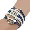 Wholesale unisex bracelet custom designed leather anchor bracelet