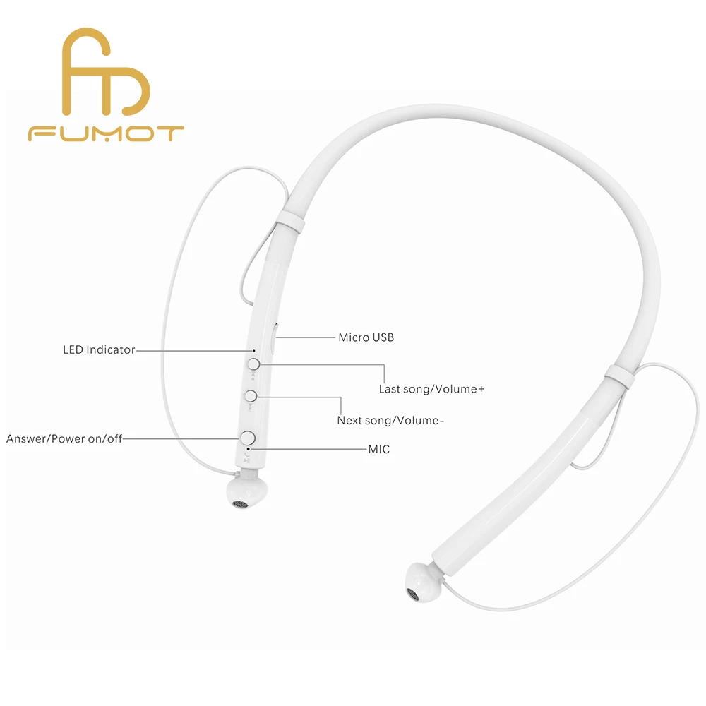 Q14 BT Headphones Wireless Neckband Headset Stereo Earbuds Sports Earphone Noise Cancelling - ANKUX.COM