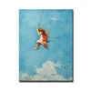 Young Girl Play Swing Wall Art Designs Decor Animation Kids Room Oil Painting