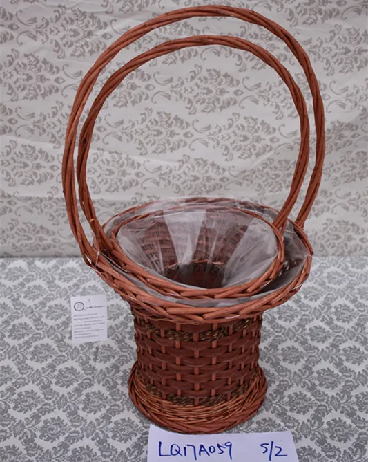 wholesale new shape willow storage basket with plastic liner
