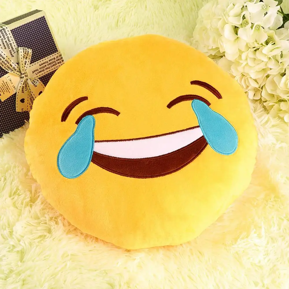 pretty Soft cute Emoji Smile Emoticon Pretty Round Cushion Pillow Stuffed Plush Toy