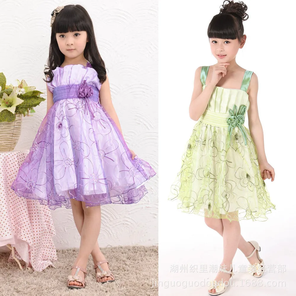 Summer style Kids clothes 2015 Girls summer dress Sling chiffon Lace dress Fashion princess dress girl Dresses Roupa infantil