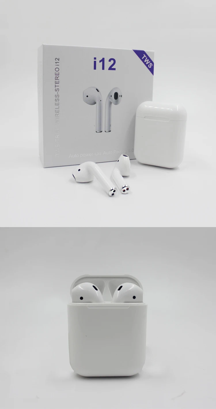 factory I12 Wireless TWS Earphones HIFI V5.0 Smart Earbuds Headset With Touch Control Blue tooth TWS Earphone - ANKUX.COM