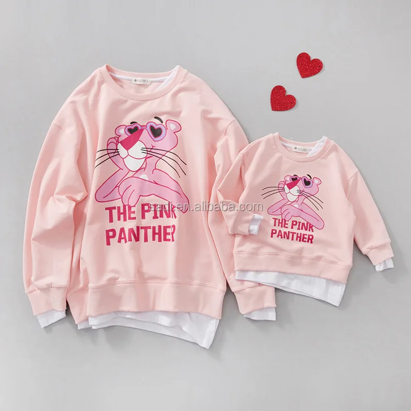 2017 new spring and autumn set of false two cartoon printing parent-child family sweater, Pink
2017 new spring and autumn set of false two cartoon printing parent-child family sweater, Pink