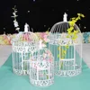 Wholesale Set Of Three Handmade Metal Craft Decorative Golden Table Top Centerpieces Wedding Bird Cage Card Holder With Hanging