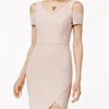 Poly Span Fabric Pink The Cold Sleeve Bodycon Women Fashion Dress