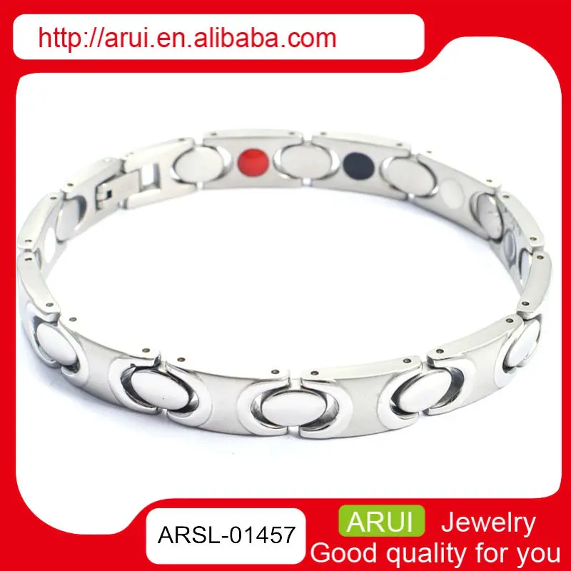 Stainless steel biker jewelry wholesale silver bracelet magnetic