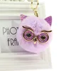 New Design Colors Fluffy Pompon Cute Animal Key Ring Women Car Bag Charm Pendant Pom Pom Owl Keychain