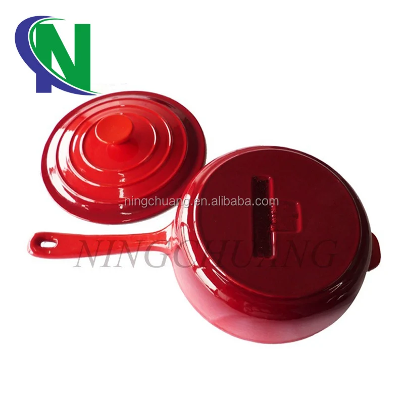 cast iron stew pan, enamel saucepan with lid