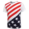 Guangzhou tshirt factory Custom printing Mens Women T-Shirt USA Cotton Crew Neck American Flag T Shirts