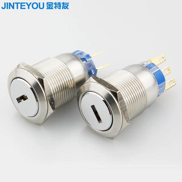 Metal power key lock switch 19mm on off key switch
