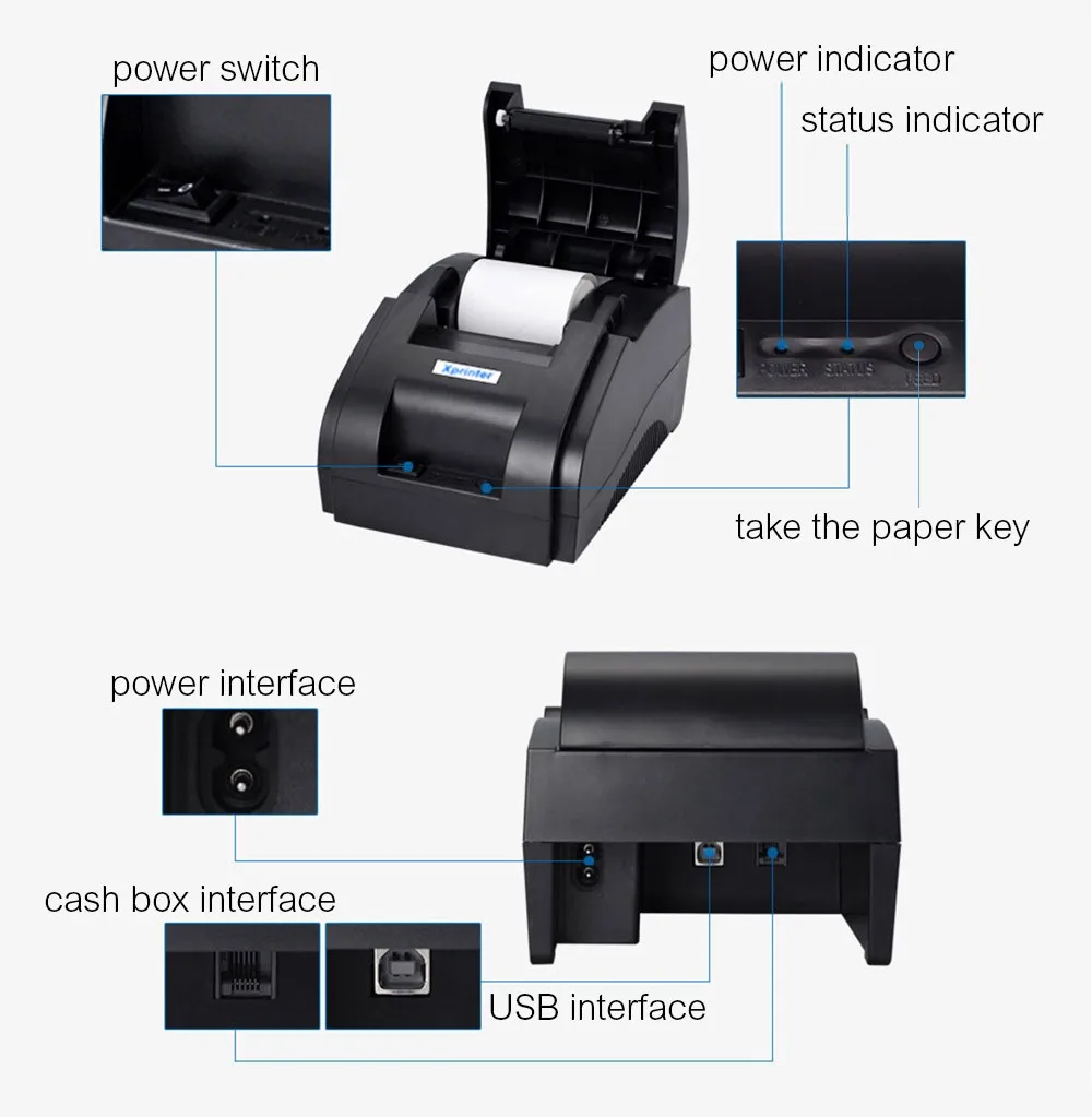 Jepod impresora Térmica Xprinter Xp 58iih Dispositivo De Impresión De