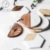 Half white marble Half Ancient Wood Grain Splicing Marble Drink Coaster Cup Mat
