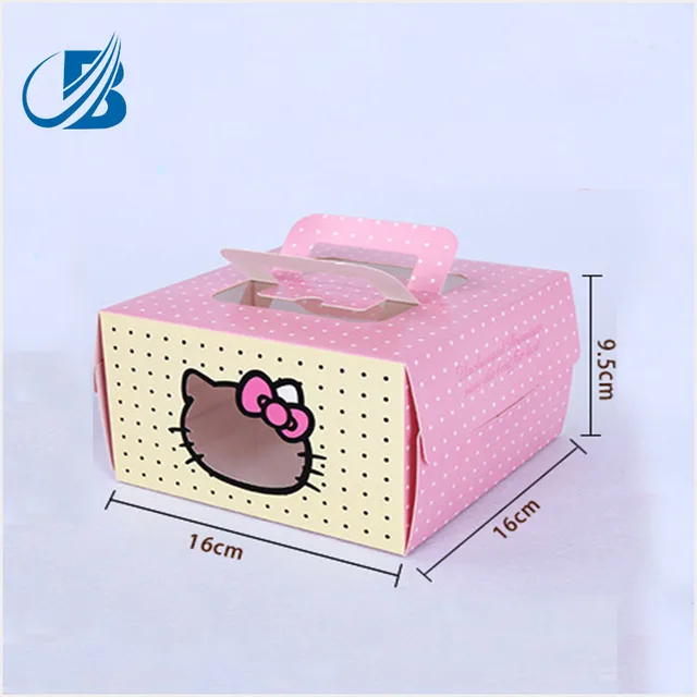wholesale custom handle art paper cake box with window