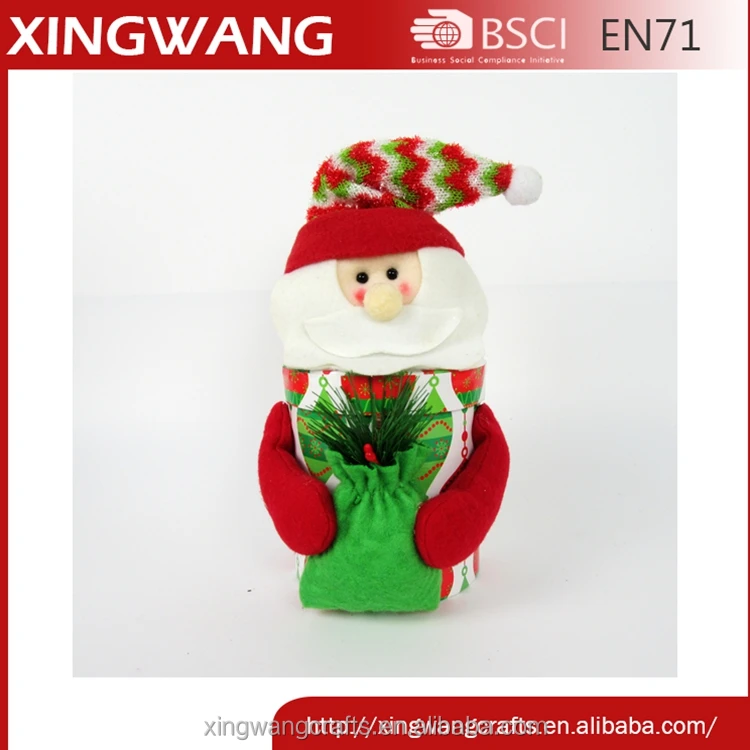 decorated christmas gift box plush santa with gift bag and paper