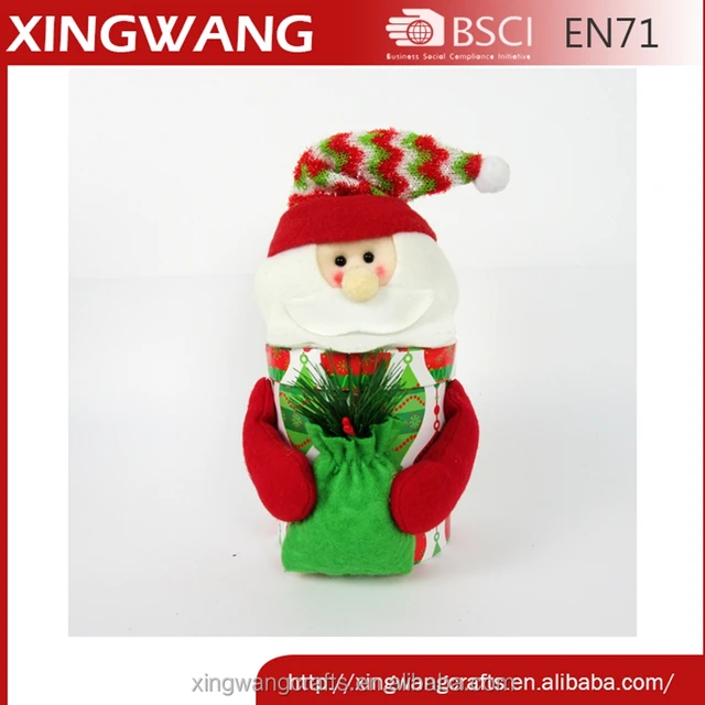 handmade decorated christmas gift box plush santa with gift bag