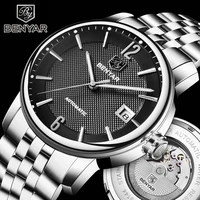 

Mens Top Luxury Mechanical Watches Benyar 5144 Stainless Steel Business Calendar Clock Men Fashion Automatic Self Wind Watch Hot