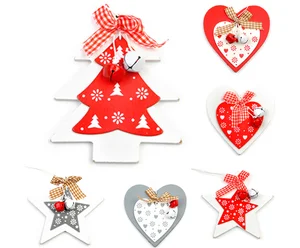 christmas tree ornaments wooden hanging decrotions love heart