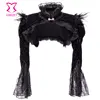 Vintage Black Shrug Bolero Puffy Sleeves Factory Wholesale Feather Flannel Victorian Steampunk Women Jacket Matching Corsets