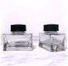 eco lead free transparent 50ml Crystal material student pen ink glass bottle with black plastic cap for calligraphy ink bottle