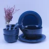 New design blue tableware set dinnerware set porcelain plate for bar 11pieces MOQ 5sets
