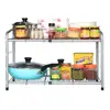 Kitchen and Bath Multifunctional Under Sink 2 Tier Adjustable Storage Organizer Rack with Removable Shelves and Steel Pipes