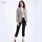 Custom Fashion Lady Plaid Formal Office lady Plain Dyed Taffeta Coat Suits