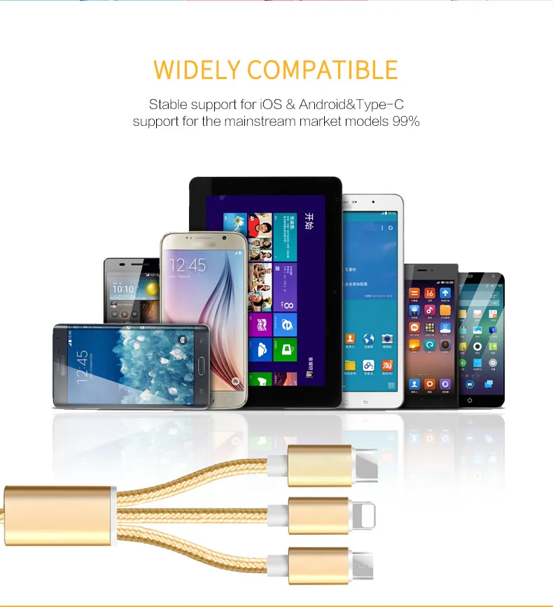 2.4A Current 3 in 1 Charging Sync Data Nylon Braided Micro USB Cable - ANKUX.COM