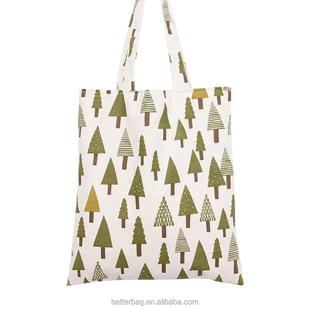 100% natural printed calico canvas shopping tote cotton bag