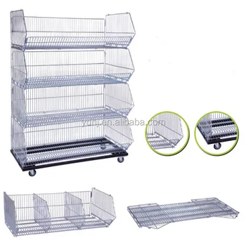 Multi-schichten Stapeln Lagerung Draht Korb Lagerung Regal Mit Rädern
