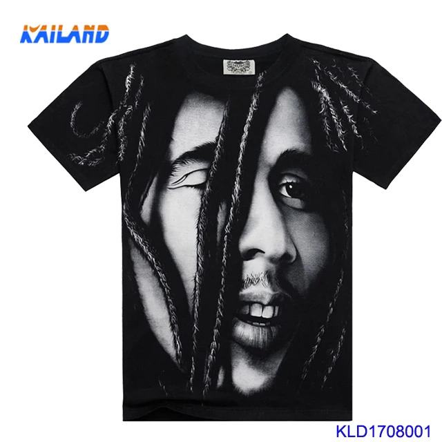 BOB rock 3D printing full print short sleeve cotton men t shirt