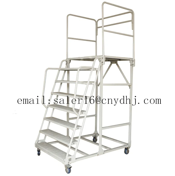 Warehouse Supermarket Ladder Truck Moveable Stairs Steel Rolling Ladder