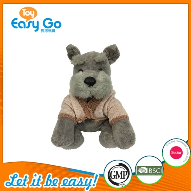 seating plush grey dog stuffed toys woollen sweater