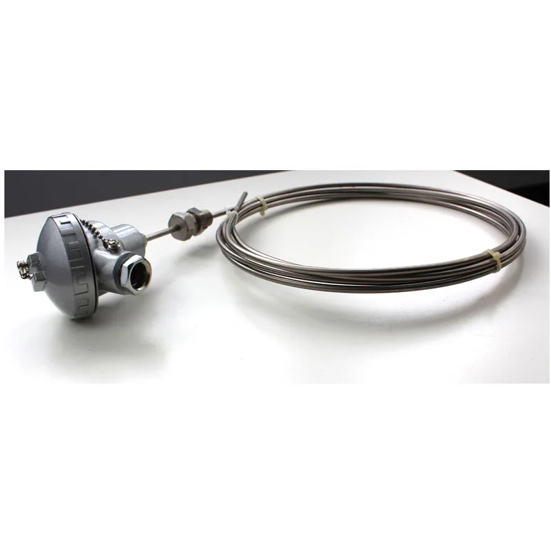 Industrial k type pipe line temperature sensor sheathed thermocouple with bending probe