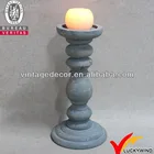 Old vintage style hand carved classic wooden candle stick
