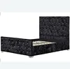 French Style Diamond velvet fabric upholstered bed with high headboard