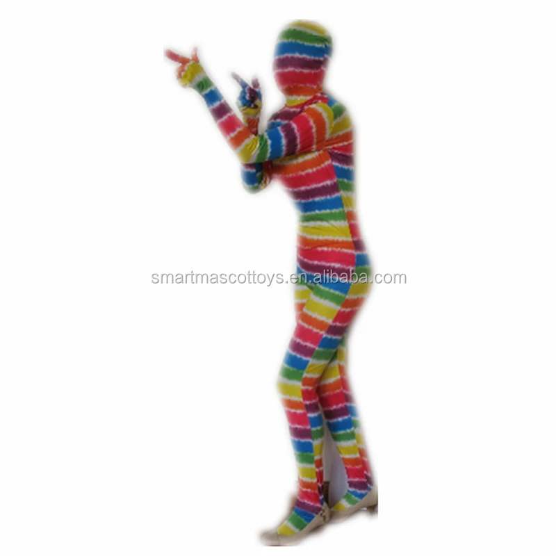 Rainbow patterns zentai suits for adult adult breathable light tight latex zentai suits