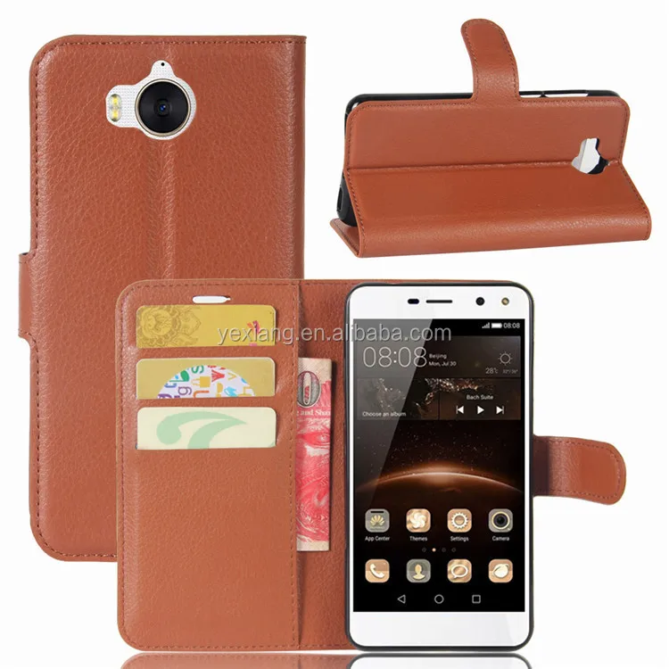 New design luxury leather wallet mobile phone case flip cover for huawei y6