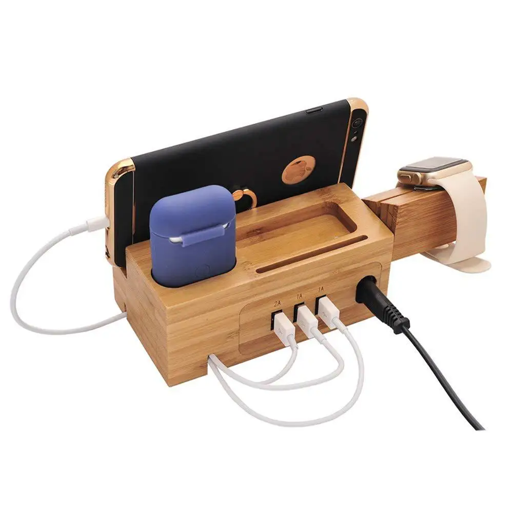 Multifunction Bamboo Wooden 3 USB Charging Station Desktop Charger Organizer With Cable Store For Phone Watch Earbuds
Multifunction Bamboo Wooden 3 USB Charging Station Desktop Charger Organizer With Cable Store For Phone Watch Earbuds
