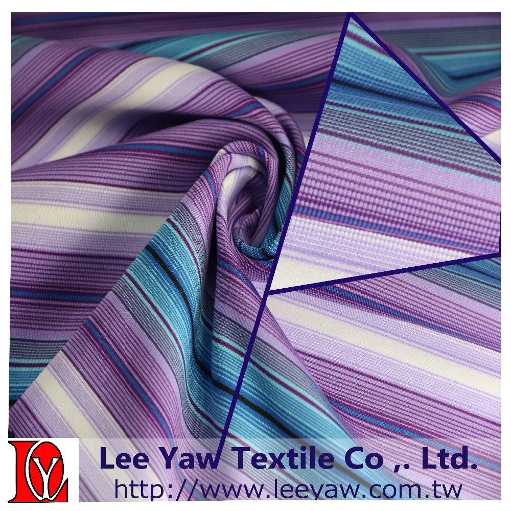 92% polyester 8% spandex yarn dyed Multi stripe jersey fabric with permanent wicking for Garment