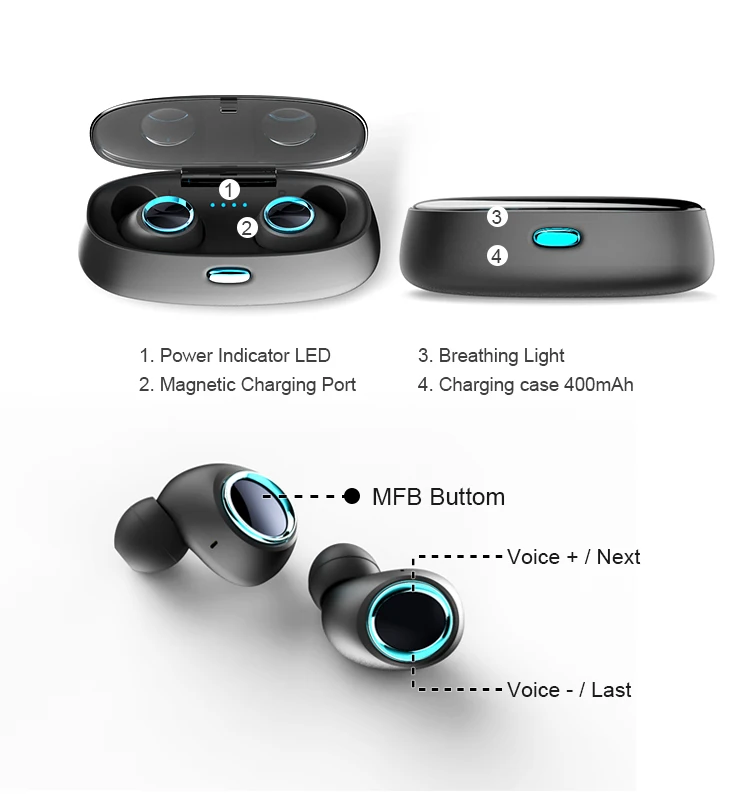 BT5.0 tws wireless noise cancelling earbuds for phone with ce fcc - ANKUX.COM