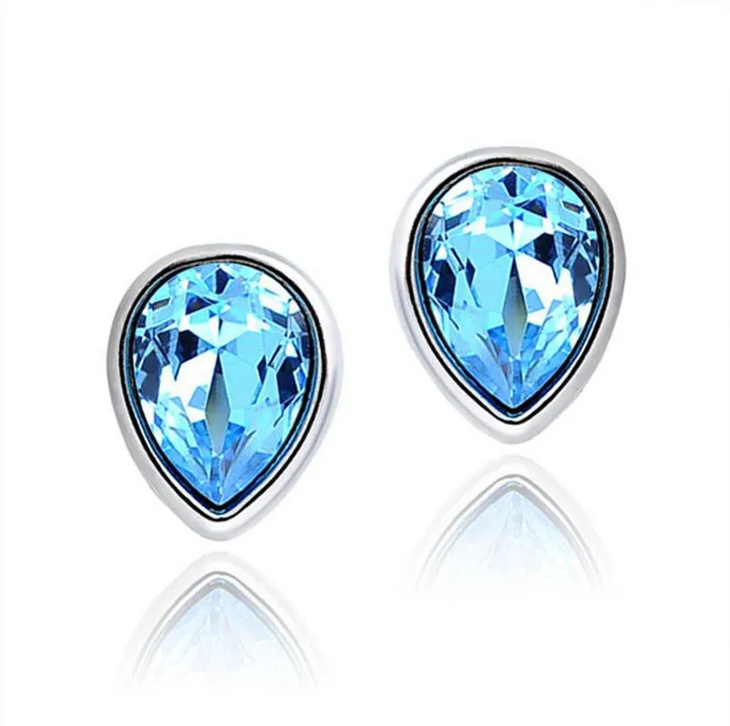 Angel tear crystal stud earrings for women, N/a