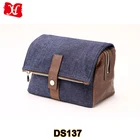 Fashion Canvas And Leather Cosmetic Makeup Bags Pouch Travel Kit Toiletry Wash Bag