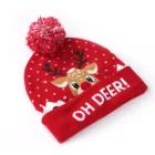 Winter Christmas LED lights wholesales holiday jacquard knitted beanie hats