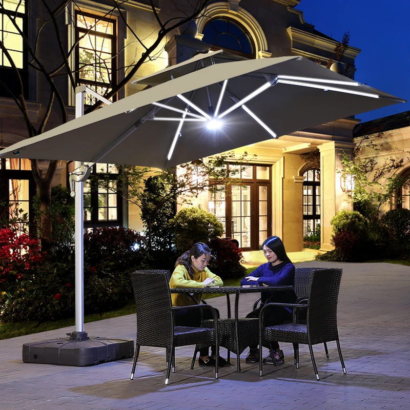 Outdoor Patio Umbrella Offset Big Square Cantilever Umbrella 3m With Led Light For Garden Bench Umbrella Yard Parasol Buy Garden Umbrella Backyard Umbrella Outdoor Patio Umbrella Offset Big Square Cantilever Umbrella 3m With