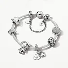 Custom 925 sterling silver space charm bead bracelet for jewelry