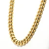 Mens Jewelry Cuban Link Chain Necklace 12mm Wide Full Polish Stainless Steel 18K Gold Jewelry