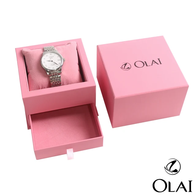 gift paper logo custom watch box pink box with drawer